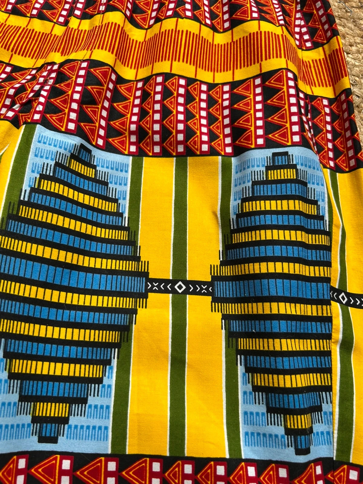 🧡🌈Handmade African Ethnic Boho Festival Pants Afro Chic Wax Cotton Pants 42/44💛🌈 – photo 15